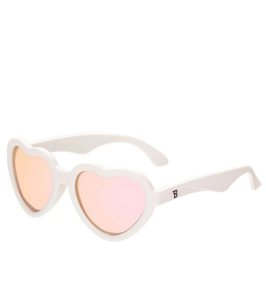 Babiators Baby/Little Girls Sweet Cream Heart Rose Gold Polarized Mirrored Lenses Sunglasses