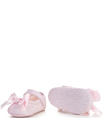 Baby Deer Girls' Tish Ballet Glitter Bow Embellished Crib Shoes (Infant)