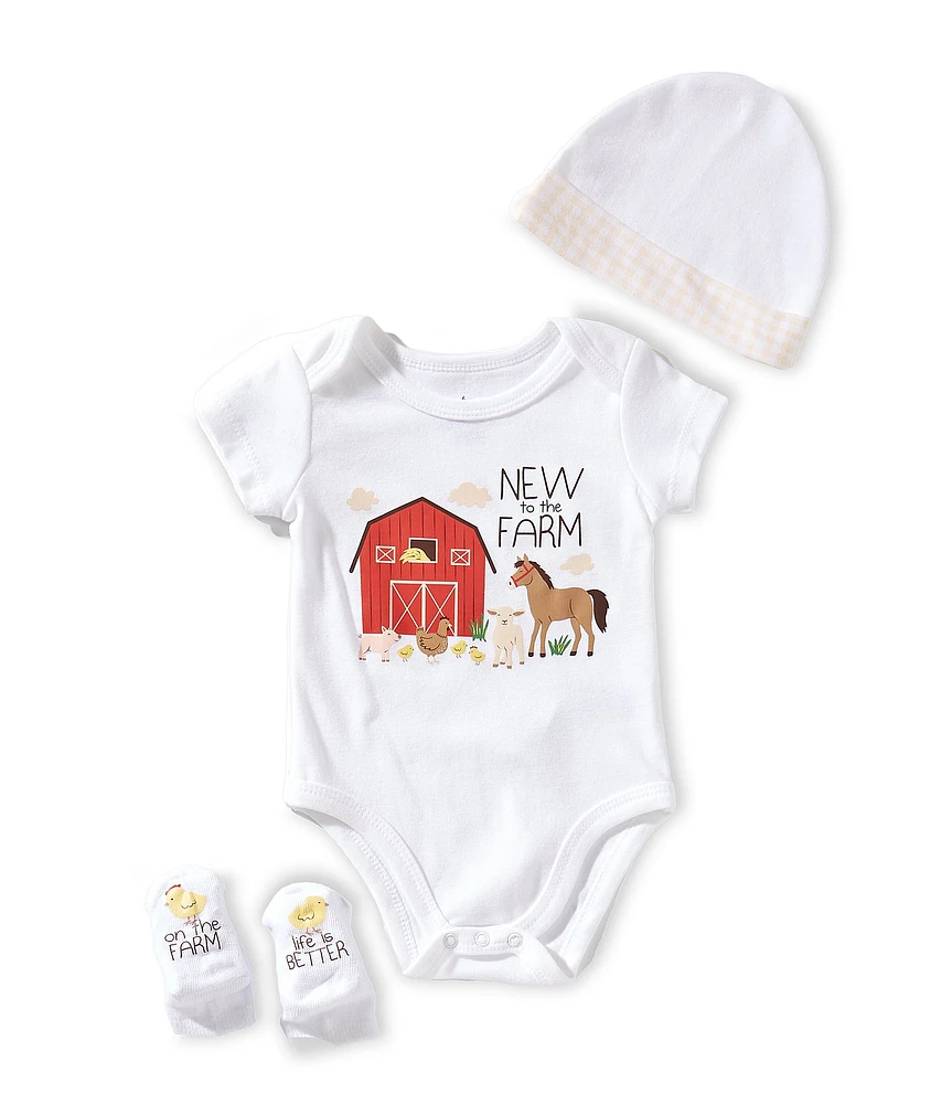 Baby Starters Baby New To The Farm Bodysuit, Hat & Socks 3-Piece Set
