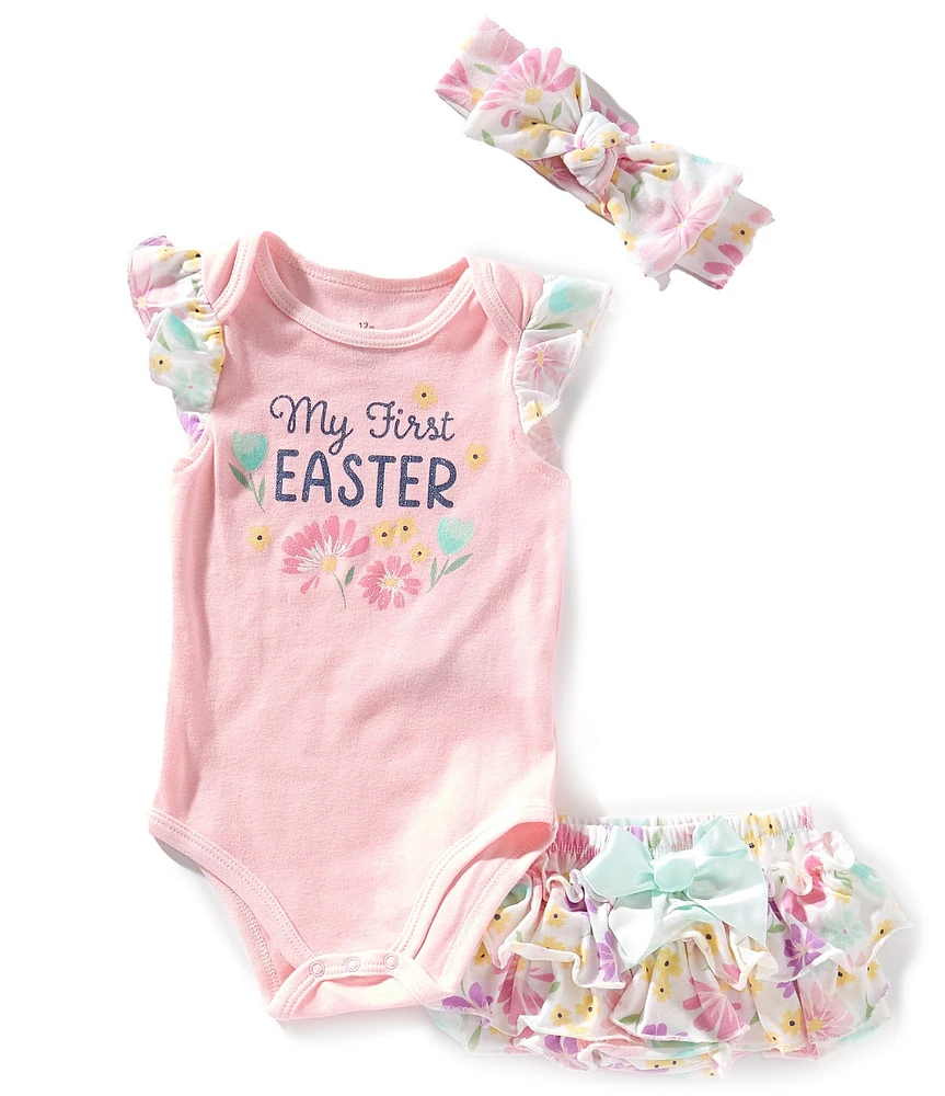 Baby Starters Baby Girls Flutter-Sleeve My First Easter Bodysuit
