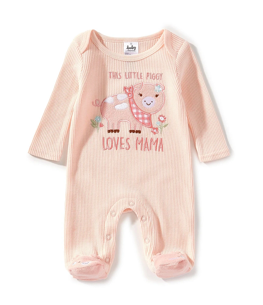 Baby Starters Baby Girls Piggy Loves Mama Waffle Knit Footie Coverall