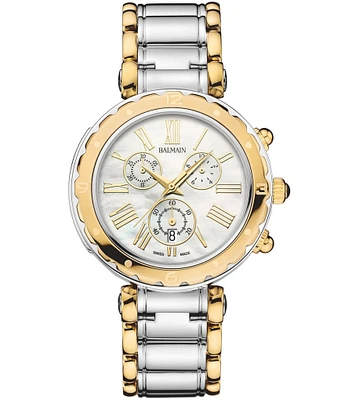 Balmain Women's Quartz Chronograph Two Tone Stainless Steel Bracelet Watch