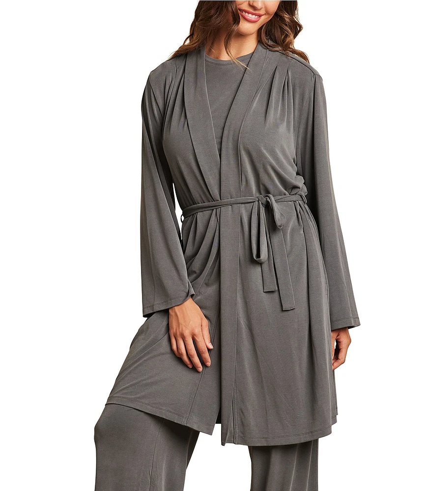 Barefoot Dreams Malibu Collection Sand Washed Jersey Knit Midi Robe