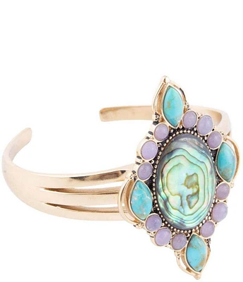Barse Bronze & Genuine Turquoise Multi Stone Cuff Bracelet