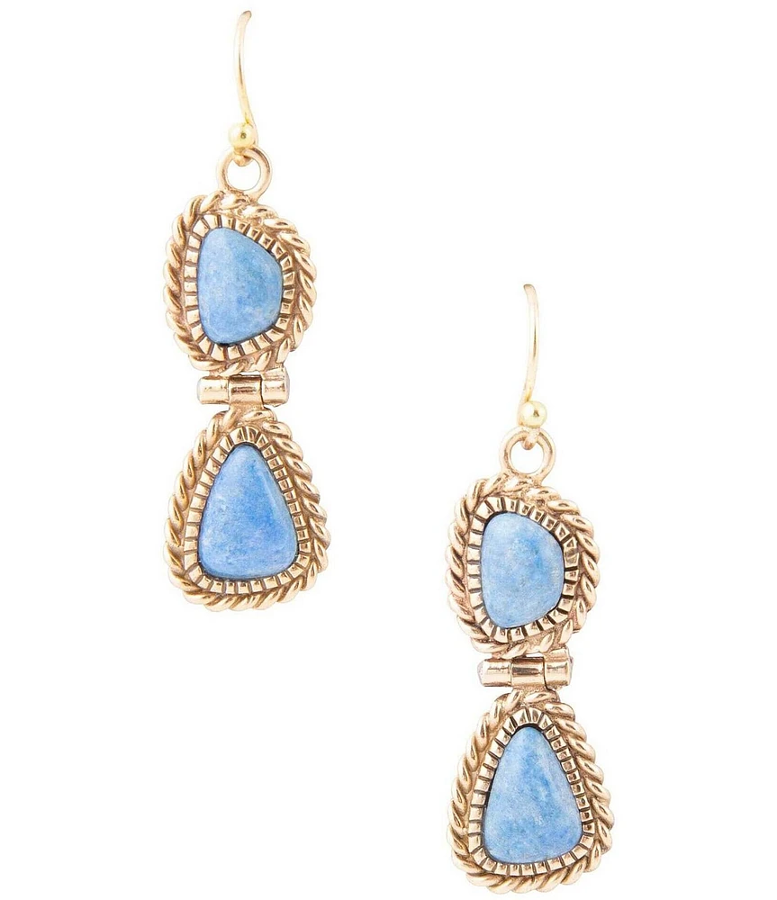 Barse Bronze and Denim Lapis Drop Earrings