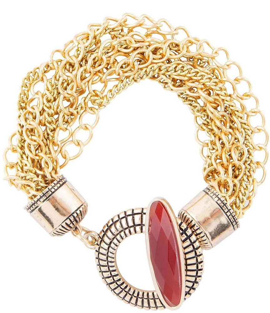 Barse Orange Carnelian Golden Chain Bracelet