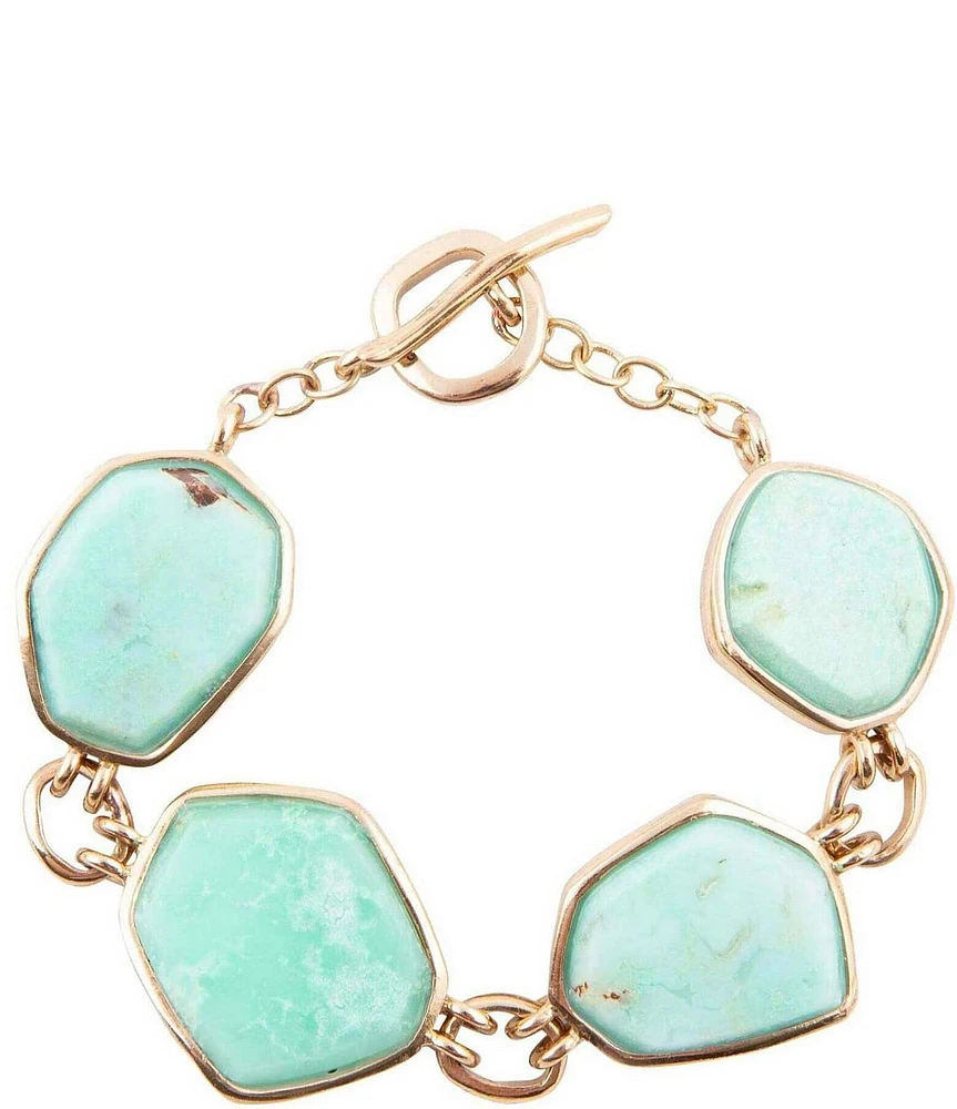Barse Green Chrysoprase Golden Bronze Toggle Bracelet