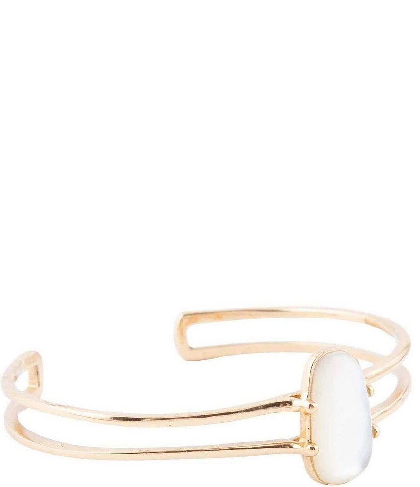 Barse Madeline White Mother of Pearl and Golden Cuff Bracelet