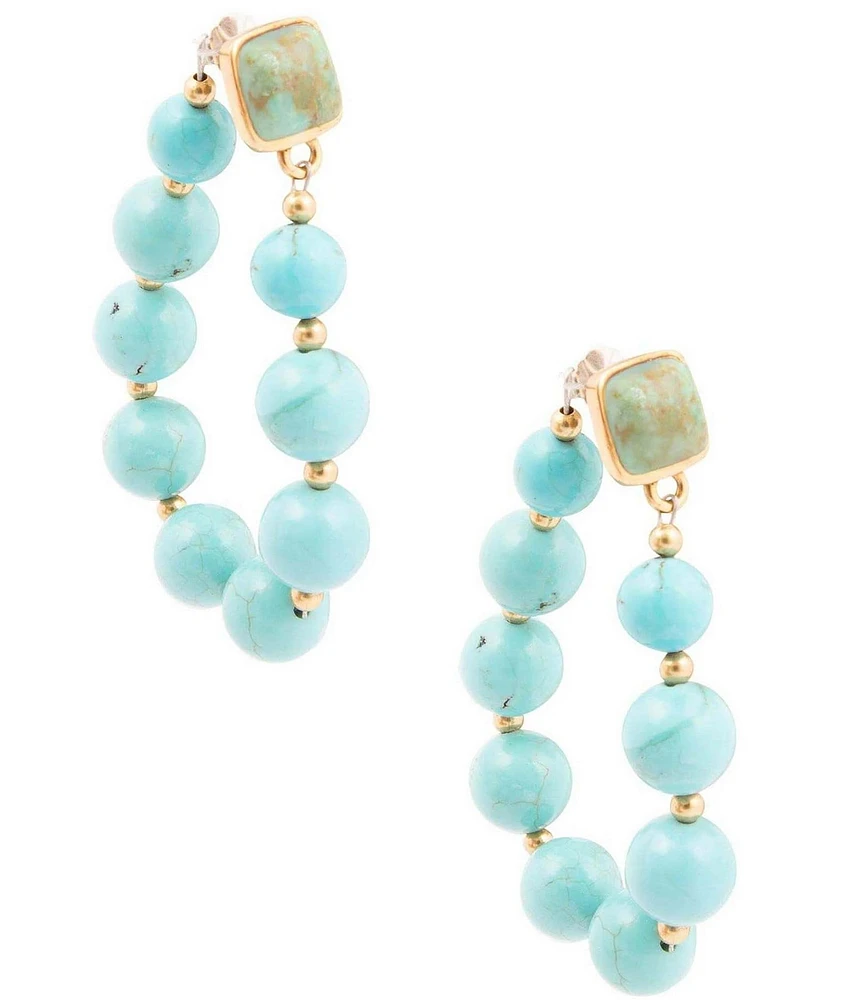 Barse Carly Blue Magnesite Loop Post Golden Earrings
