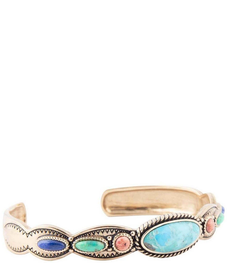 Barse Concho Colourful Golden Cuff Bracelet