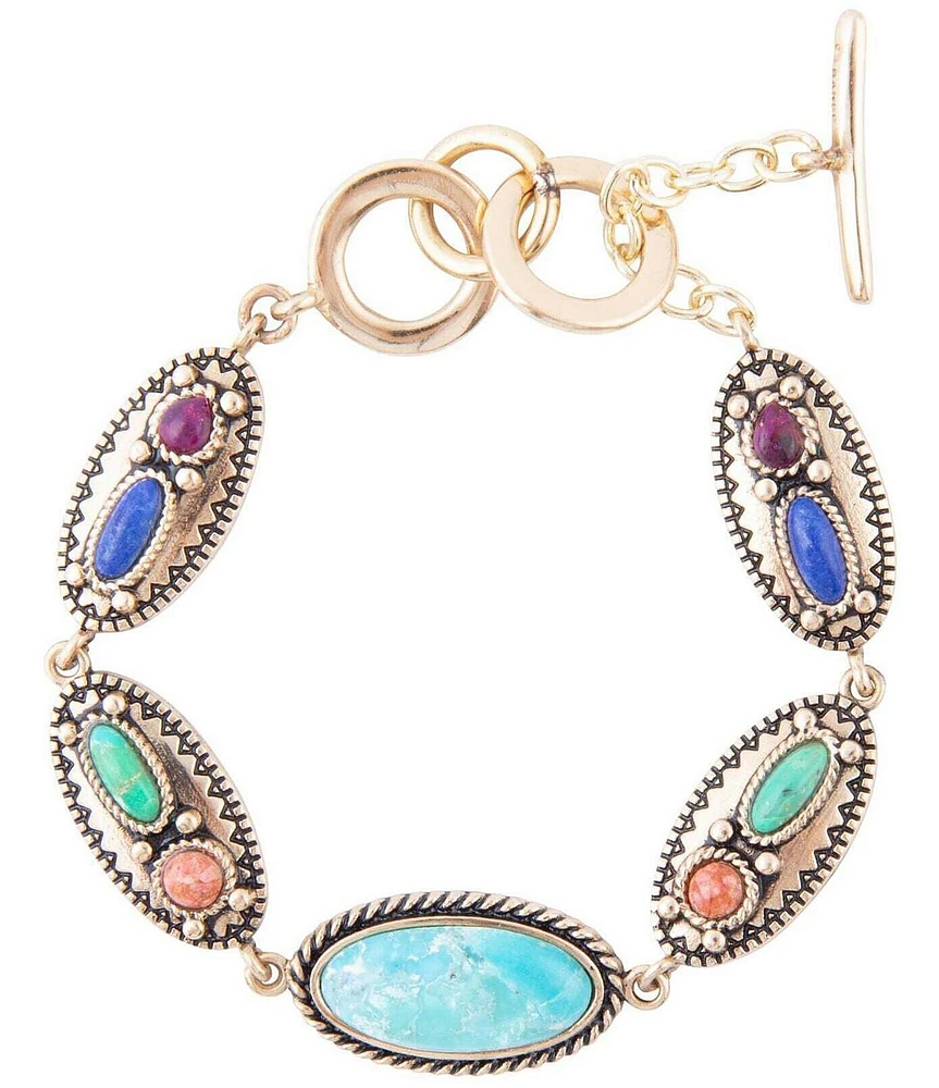 Barse Concho Colourful Golden Link Bracelet