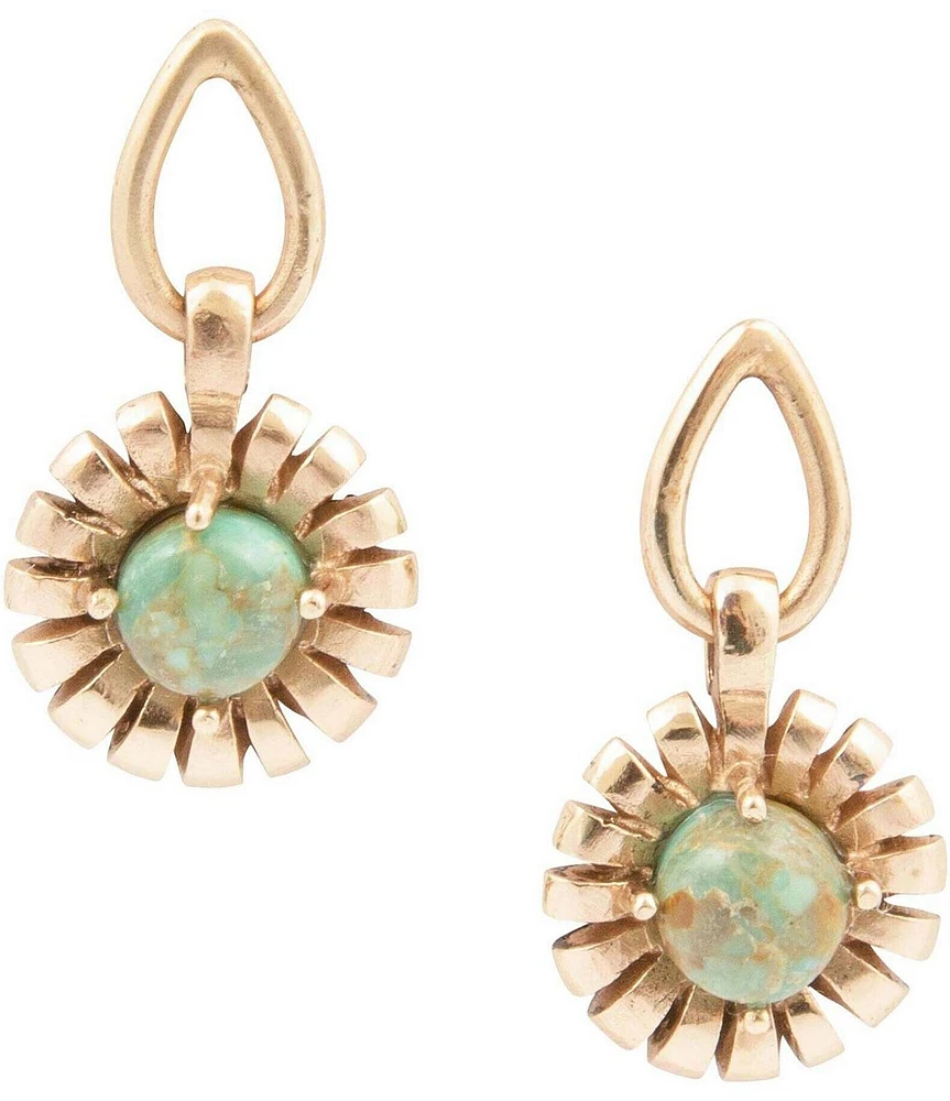 Barse Fluted Blue Turquoise Drop Post Earrings