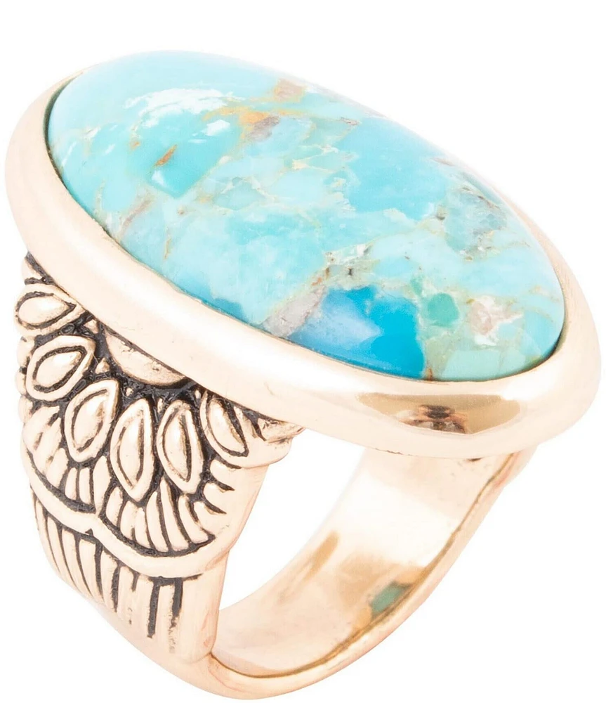 Barse Bronze and Genuine Turquoise Onyx Statement Ring