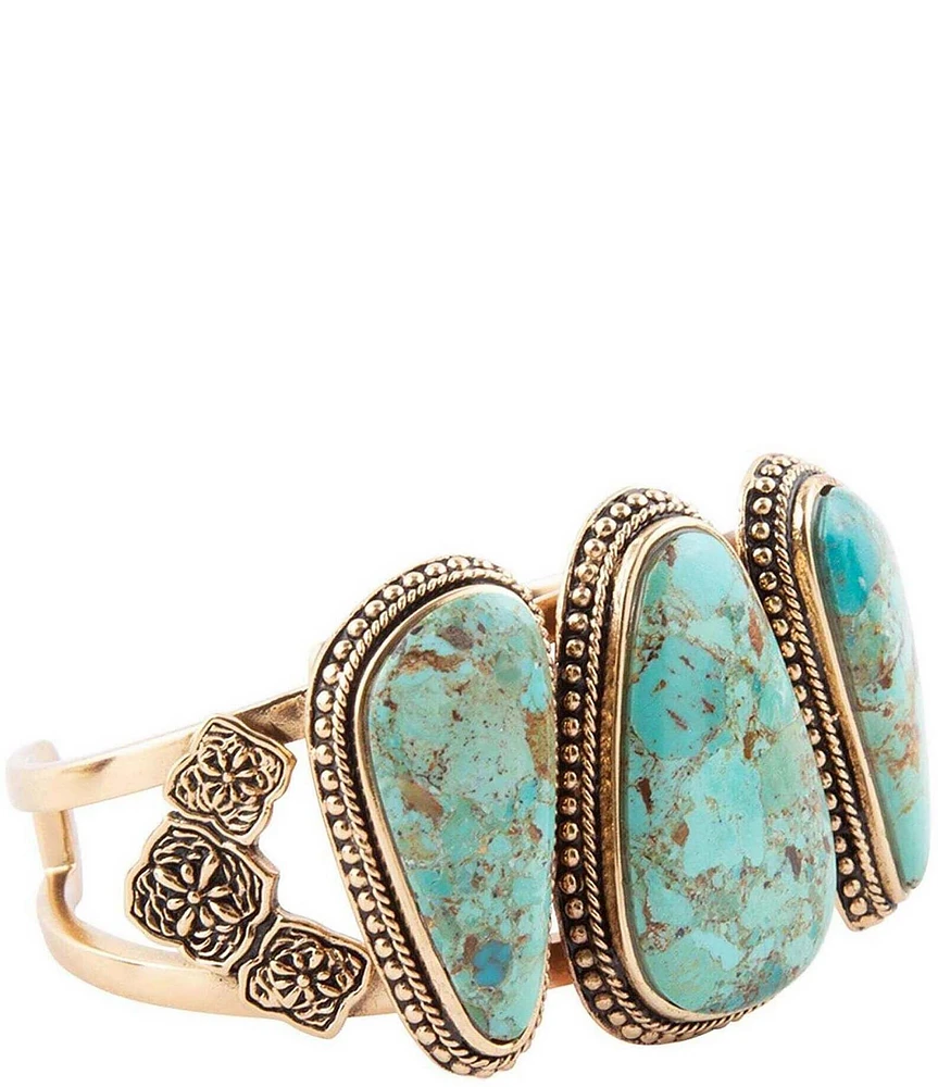 Barse Bronze and Genuine Turquoise Statement Cuff Bracelet