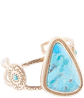 Barse Tulum Blue Turquoise Golden Cuff Bracelet