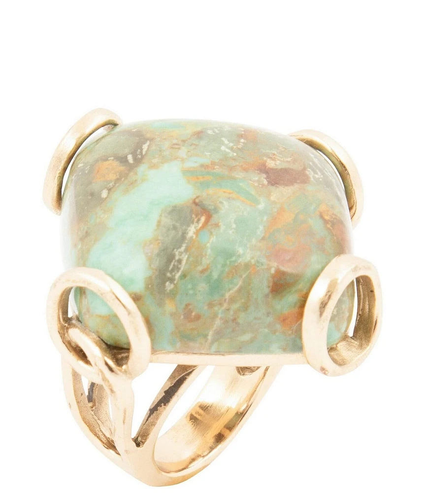 Barse Turquoise Rhombus Statement Ring