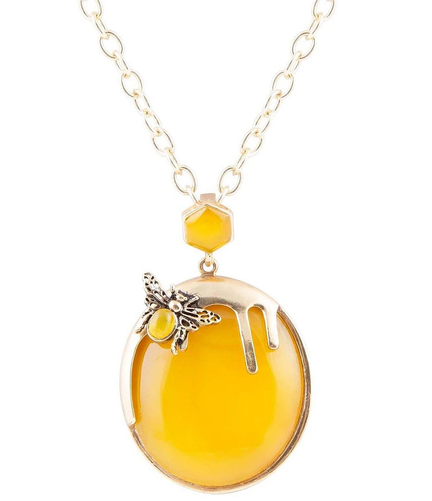 Barse Yellow Agate Honey Bee Drip Golden Necklace