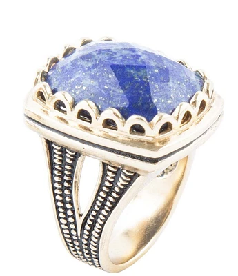 Barse Blue Lapis Golden Cocktail Ring