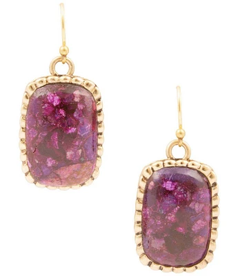 Barse Luminous Purple Turquoise Golden Drop Earrings