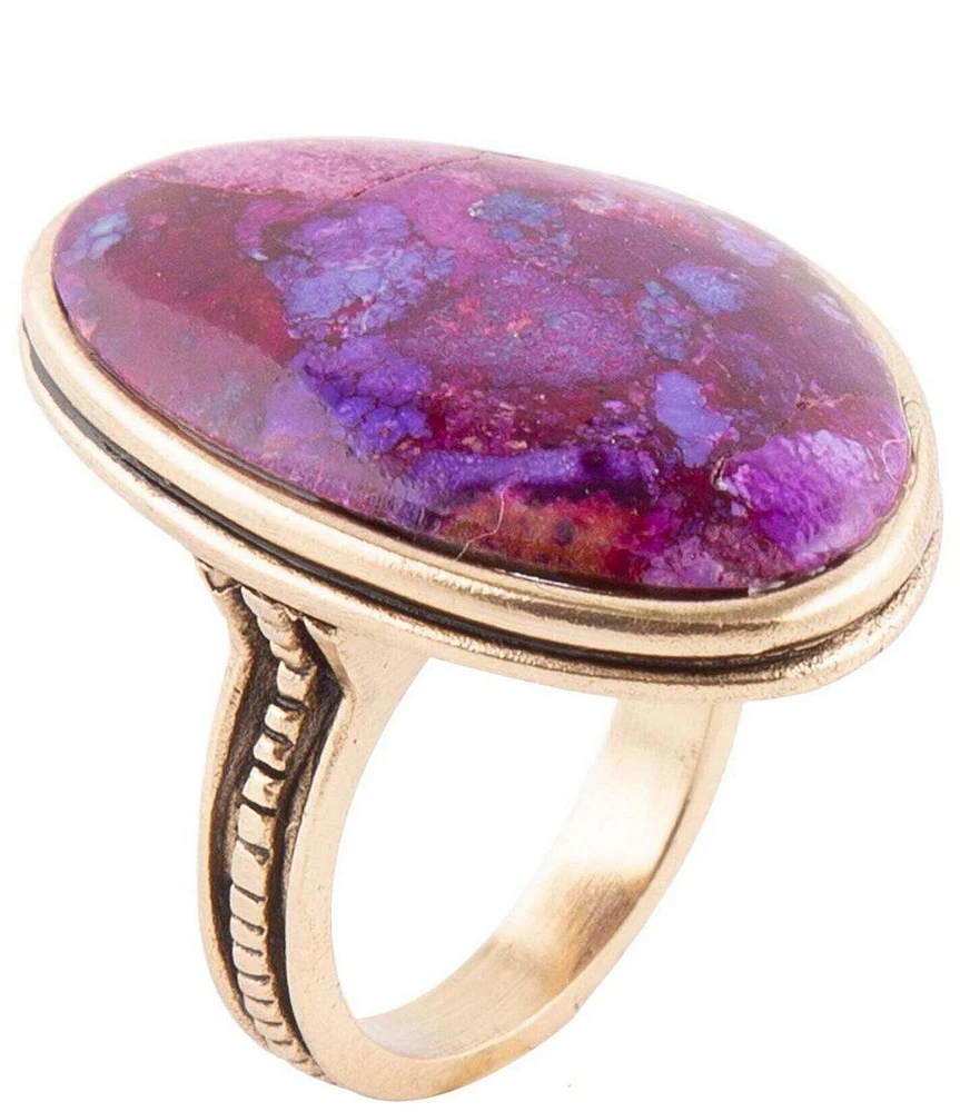 Barse Aruba Purple Turquoise Golden Statement Ring