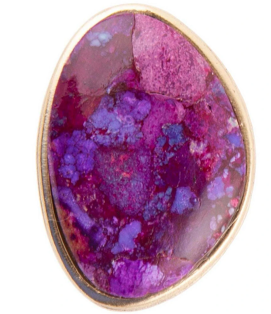 Barse Aruba Purple Turquoise Golden Statement Ring