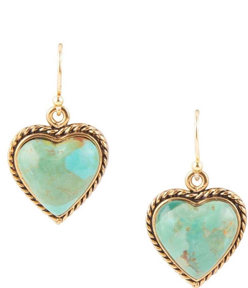 Barse Blue Turquoise Rope My Heart and Golden Earrings