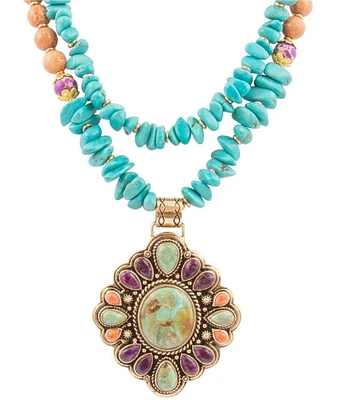 Barse Bronze and Turquoise Multi Statement Necklace