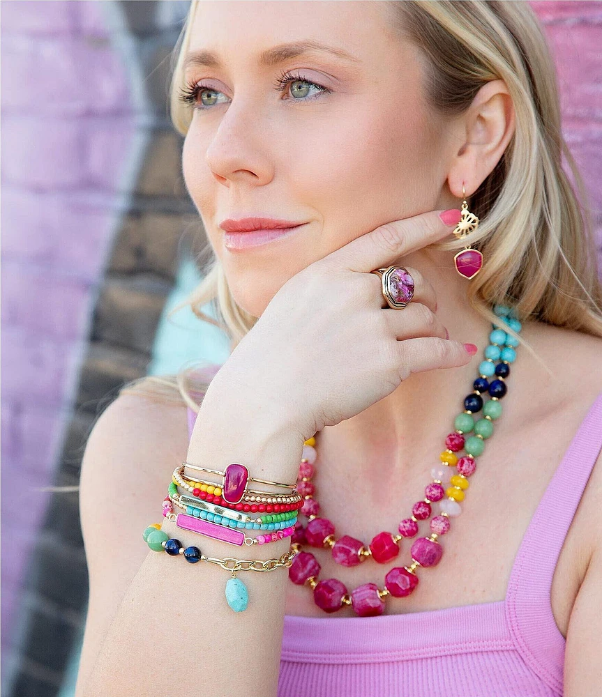 Barse Serape Multi Stone Beaded Stretch Bracelet Set