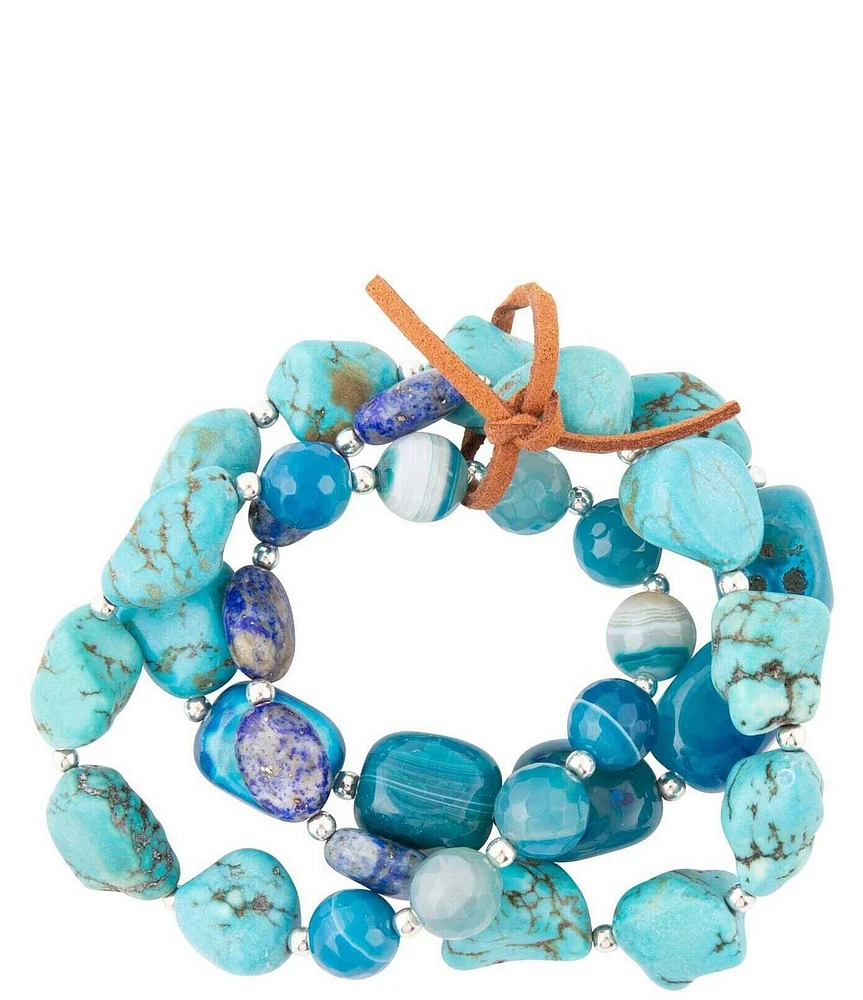 Barse New Haven Blue Turquoise Sterling Silver Bracelet Set