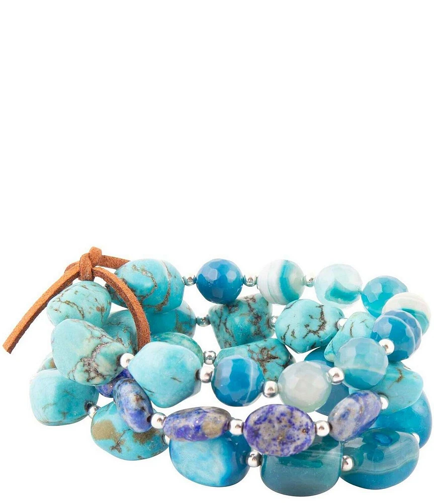 Barse New Haven Blue Turquoise Sterling Silver Bracelet Set