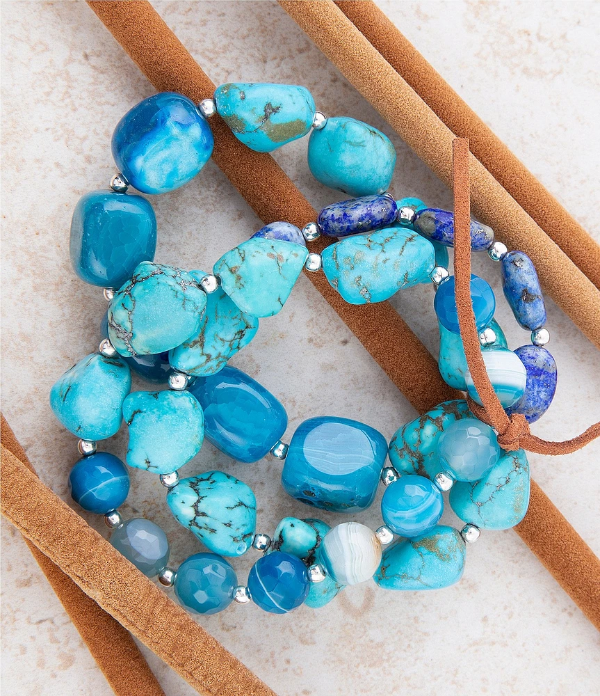 Barse New Haven Blue Turquoise Sterling Silver Bracelet Set