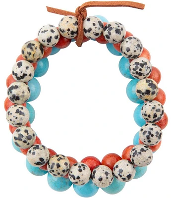 Barse Genuine Stone Dalmatian Jasper Beaded Stretch Bracelet Set