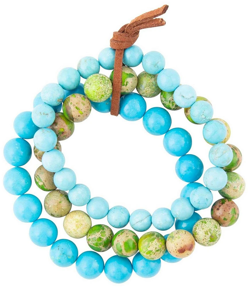 Barse Fresh Twist Lime and Blue Turquoise Stack Bracelet Set
