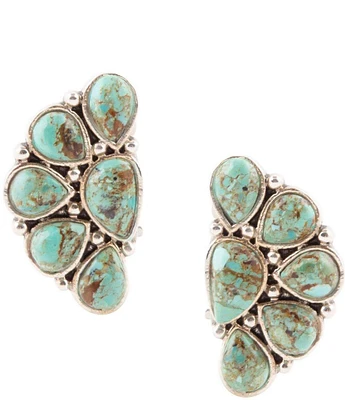 Barse Durango Blue Turquoise Sterling Silver Clip Earrings