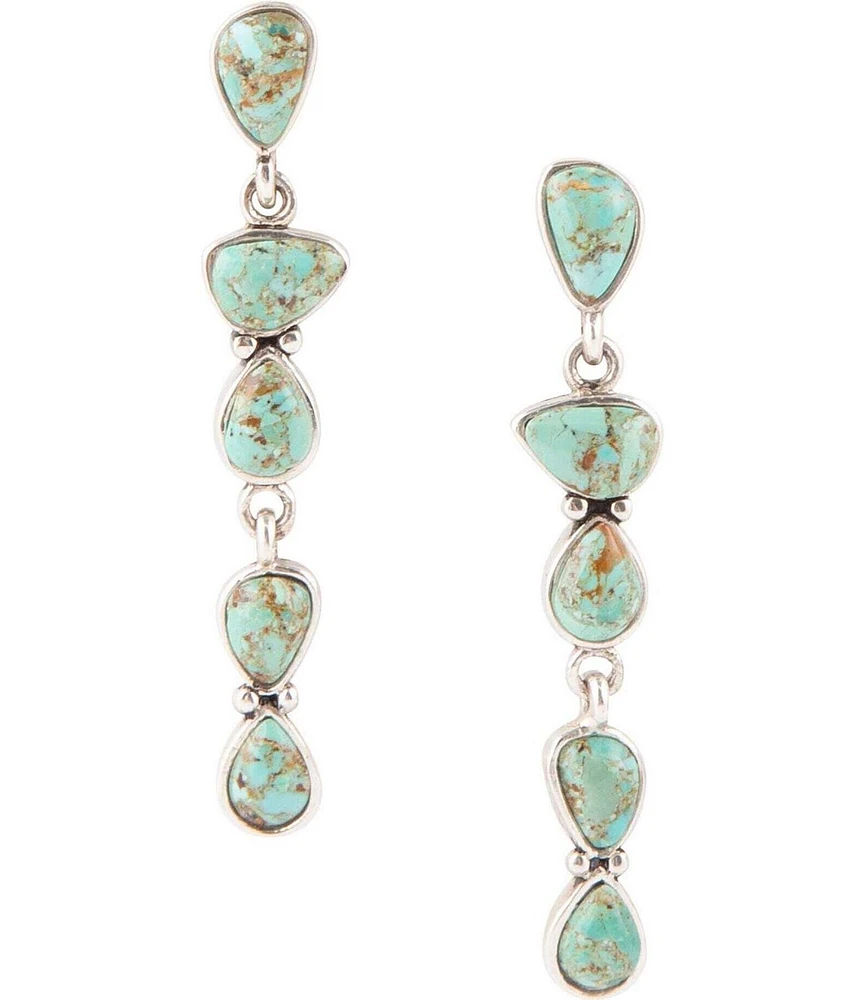 Barse Durango Blue Turquoise and Sterling Silver Linear Post Earrings