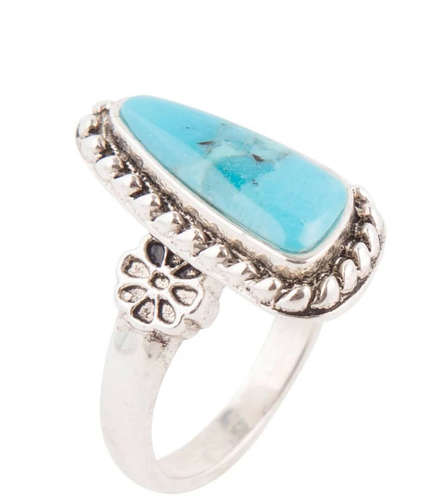 Barse Ring Sterling Silver and Genuine Turquoise Cocktail Ring