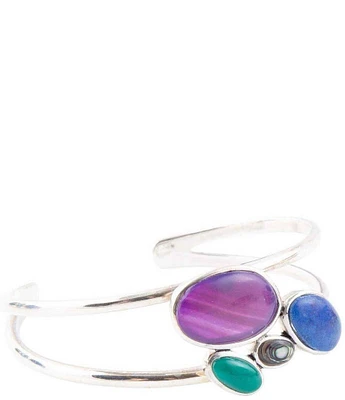 Barse Peacock Multi-Stone and Sterling Silver Cuff Bracelet