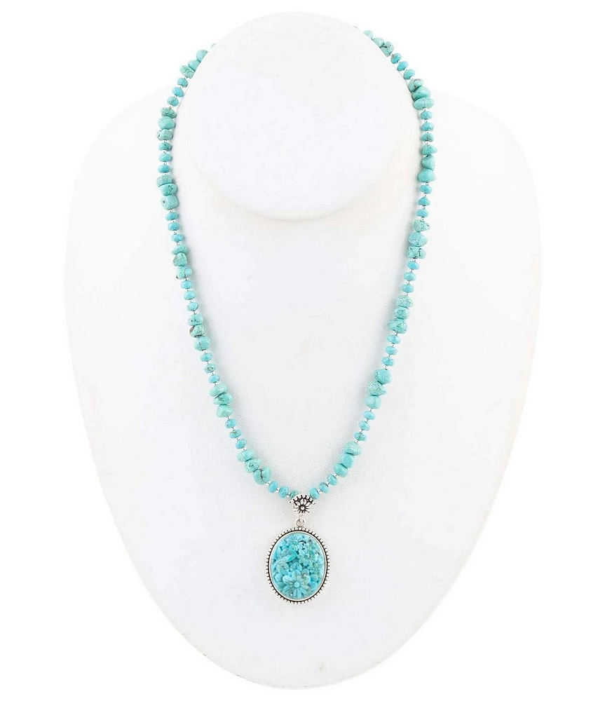Barse Carved Blue Turquoise and Sterling Silver Pendant