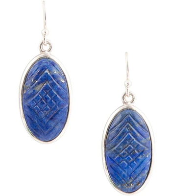 Barse Carved Blue Lapis Sterling Silver Drop Earrings