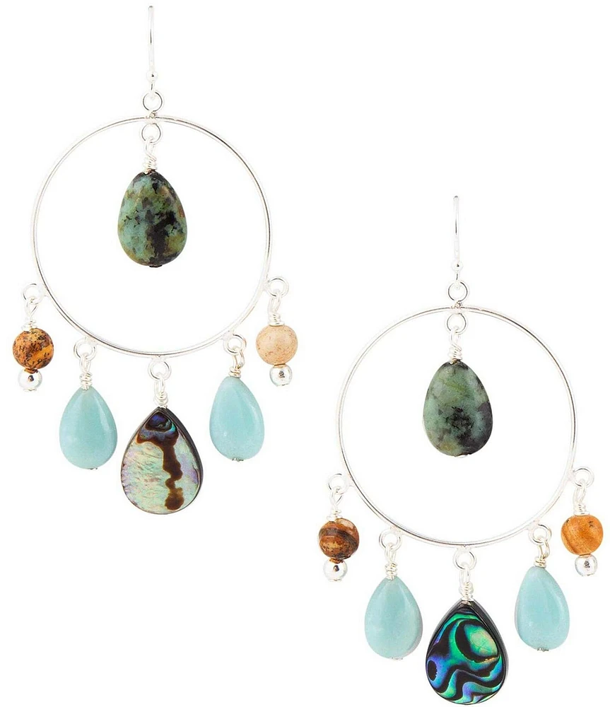 Barse Ajo Abalone Sterling Silver Circle Earrings