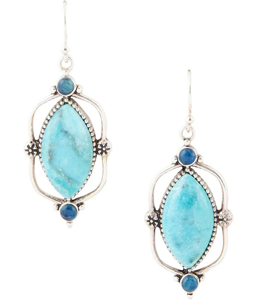 Barse Regal Blue Turquoise and Apatite Sterling Silver Drop Earrings