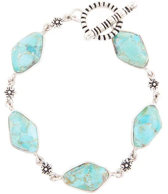 Barse Linked Blue Turquoise and Sterling Silver Bracelet