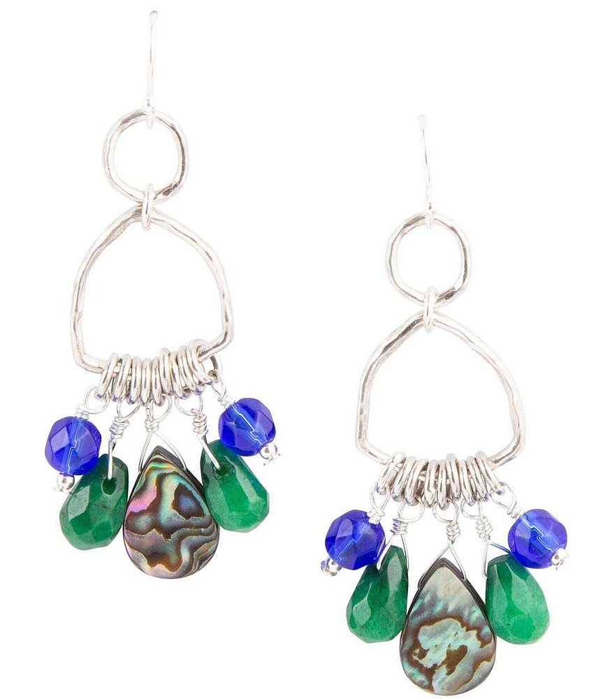 Barse Peacock Abalone Drop Earrings