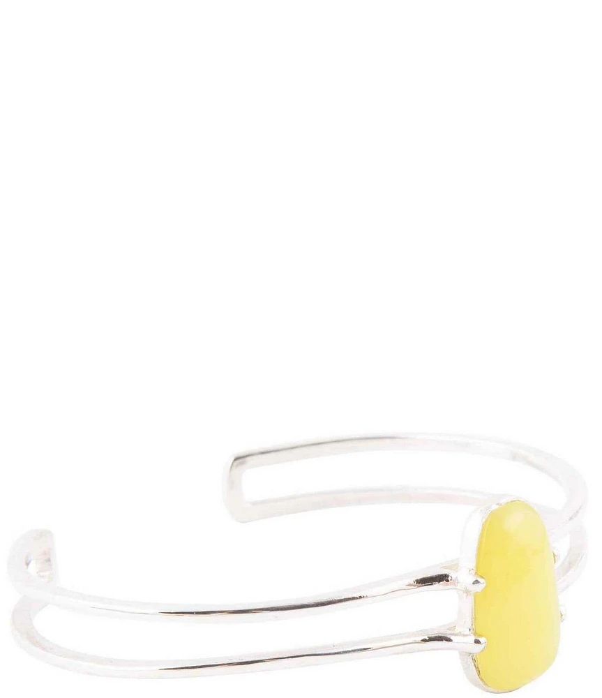 Barse Madeleine Yellow Jade Sterling Silver Cuff Bracelet