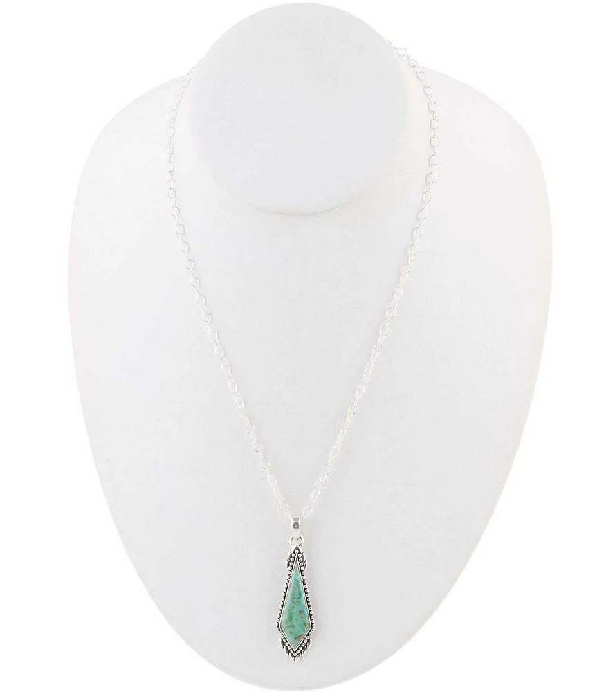 Barse Anemone Long Diamond Turquoise and Sterling Silver Necklace