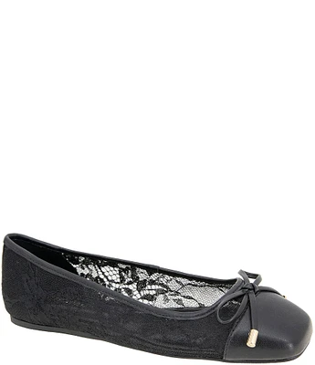 BCBGeneration Hartly Lace Detail Cap Toe Ballet Bow Flats