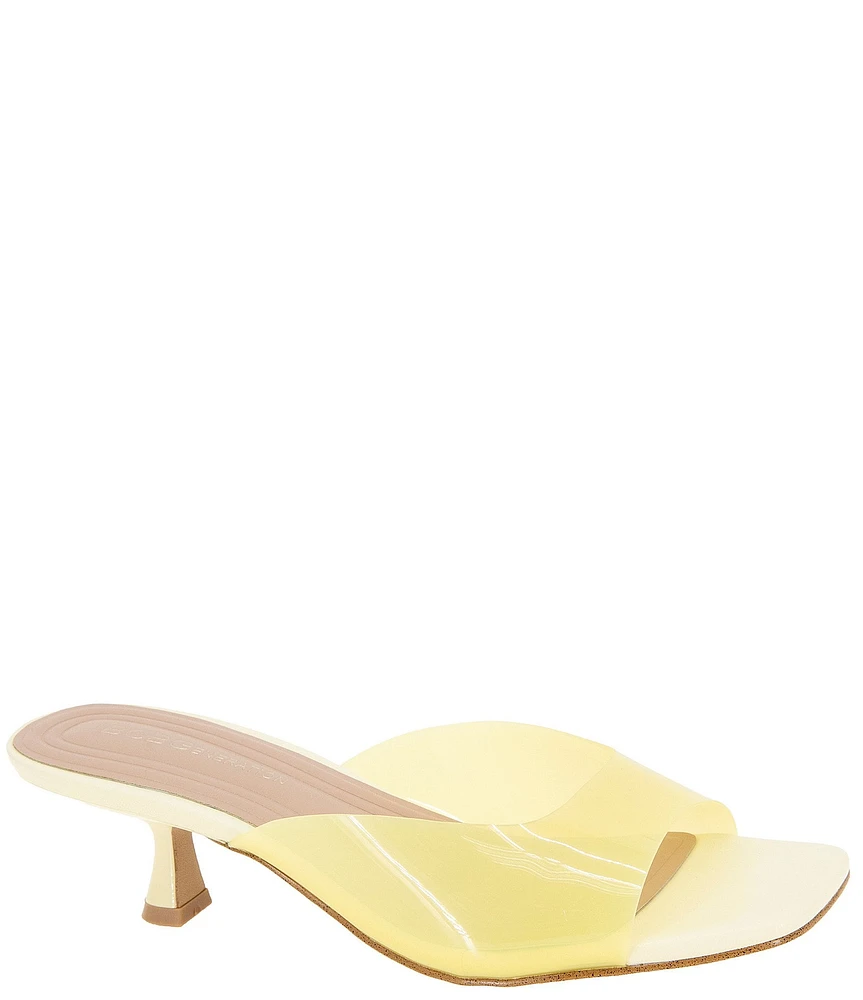 BCBGeneration Inika 2 Clear Vinyl Kitten Heel Slide Sandals
