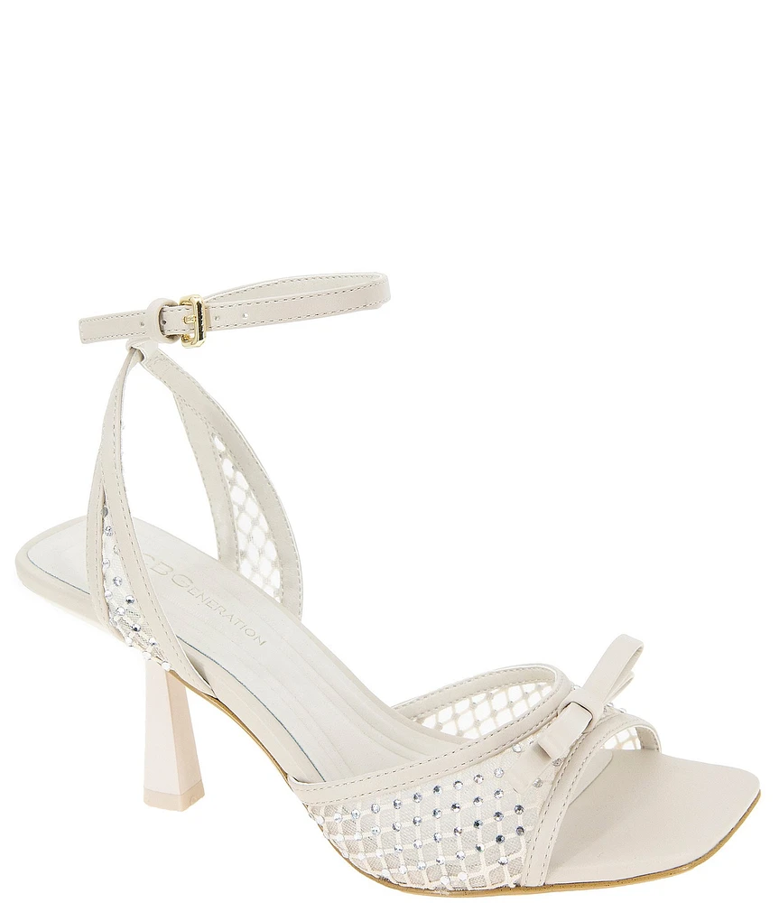 BCBGeneration Rino Rhinestone Mesh Bow Ankle Strap Dress Sandals
