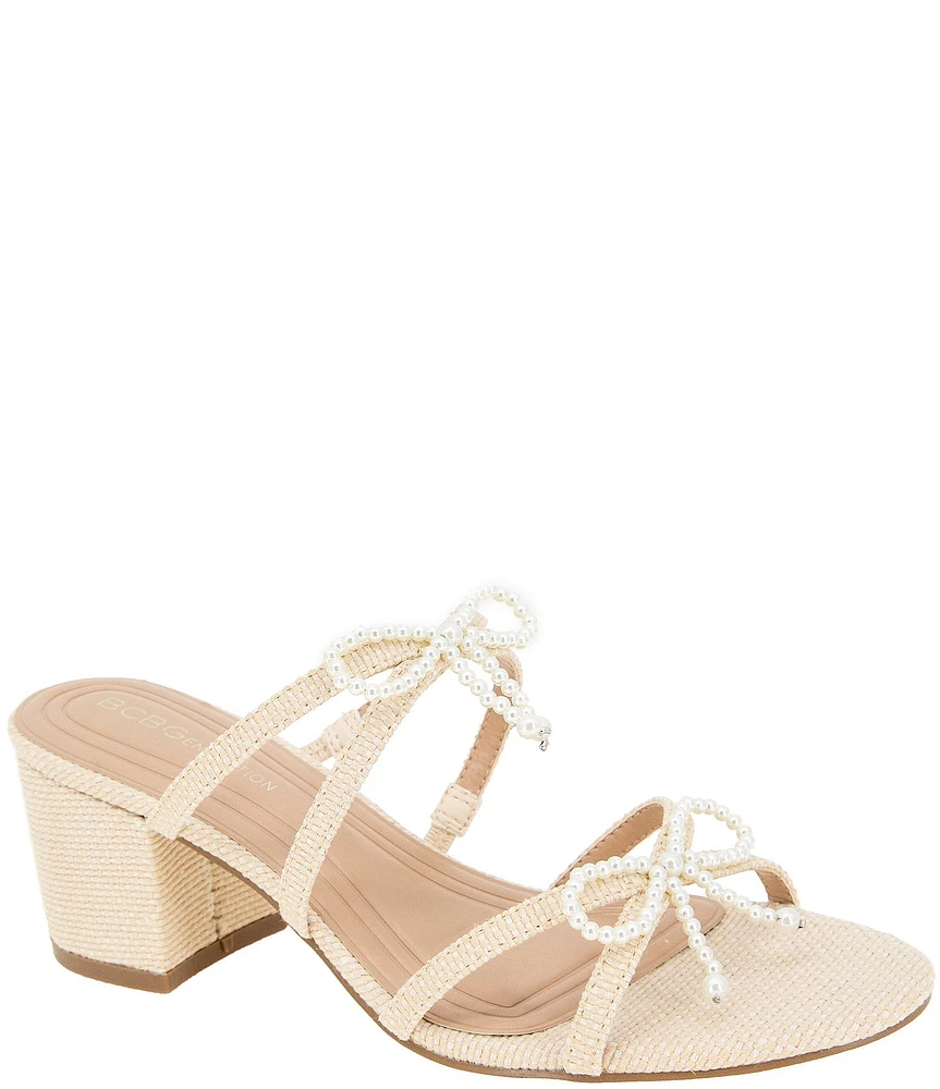 BCBGeneration Sarina Pearl Bow Slide Sandals