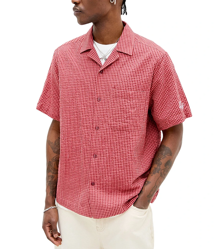 BDG Urban Outfitters Checked Short Sleeve Seersucker Shirt